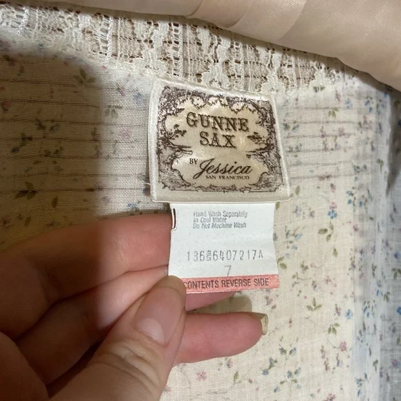 1970s Gunne Sax Light Blue and White Lace Prairie Dress - Picture 6 of 6